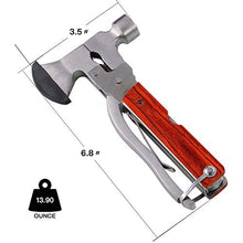 Load image into Gallery viewer, Rose Kuli 7&#39;&#39; Portable Multipurpose Multitool Multifunctional Pocket Mini Tools with Axe Hammer Plier Set Wooden Handle
