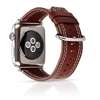 Leather iWatch Band Comfortable with Apple Watch Bands 41mm 40mm 38mm, Genuine Leather Apple Band Strap for Men Women Compatible with Apple iWatch Series 7 SE 6 5 4 3 2 1(Coffee Brown, 38mm/40mm)