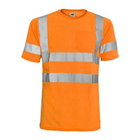 Hi Vis T Shirt ANSI Class 3 Reflective Safety Lime Orange Short Sleeve HIGH Visibility (L, Orange)