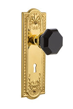 Load image into Gallery viewer, Nostalgic Warehouse 726296 Meadows Plate Interior Mortise Waldorf Black Door Knob in Polished Brass, 2.25
