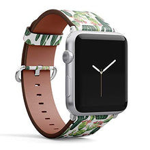 Load image into Gallery viewer, Compatible with Big Apple Watch 42mm, 44mm, 45mm (All Series) Leather Watch Wrist Band Strap Bracelet with Adapters (Watercolor Cacti Succulent)
