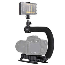 Load image into Gallery viewer, PULUZ U/C Shape Portable Handheld DV Bracket Stabilizer + LED Studio Light Kit with Cold Shoe Tripod Head for All SLR Cameras and Home DV Camera
