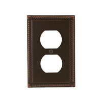 Amerelle Georgian Single Duplex Cast Metal Wallplate in Aged Bronze