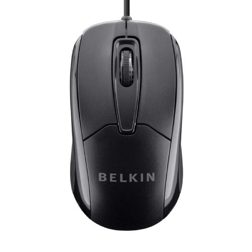 Belkin 3-Button Wired USB Optical Mouse with 5-Foot Cord, Compatible with PCs, Macs, Desktops and Laptops, Black - F5M010qBLK