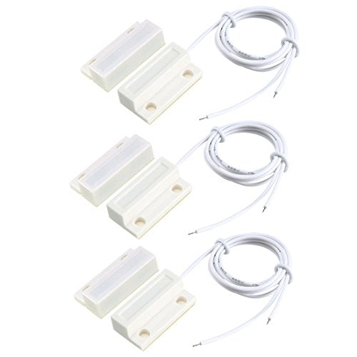 uxcell 2pcs MC-38 Surface Mount Wired NO Door Sensor Alarm Magnetic Reed Switch White