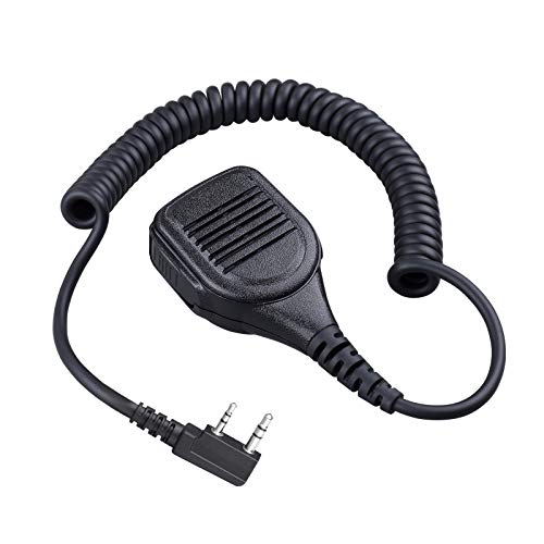 COMMIXC Handheld Shoulder Mic, Waterproof IP55 Speaker Mic with External 3.5mm Earpiece Jack, Compatible with 2.5mm/3.5mm 2-Pin Kenwood Baofeng Two-Way Radios