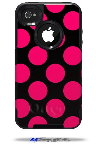 Kearas Polka Dots Pink On Black - Decal Style Vinyl Skin fits Otterbox Commuter iPhone4/4s Case - (CASE NOT INCLUDED)