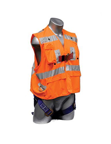 Elk River 55393 Polyester Freedom 3 D-Ring Vest Harness with Mating Buckle and Fall Indicator, Fits Medium to X-Large, Orange