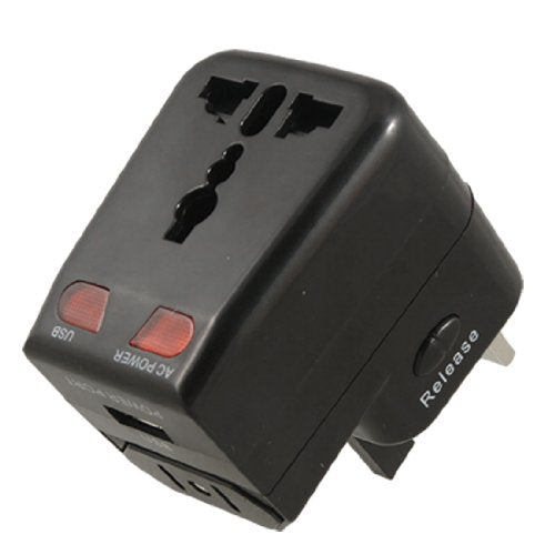Aexit UK Plug Distribution electrical to AU US EU Socket Universal Travel AC Power Adapter Black