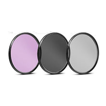 Load image into Gallery viewer, 67mm 3 Piece Filter Kit (UV-CPL-FLD) + 67mm Tulip Lens Hood + 67mm Soft Rubber Hood + 67mm Lens Cap + for Select Canon, Nikon, Sony, Olympus, Panasonic, Fuji, Sigma SLR Lenses, Cameras and Camcorders
