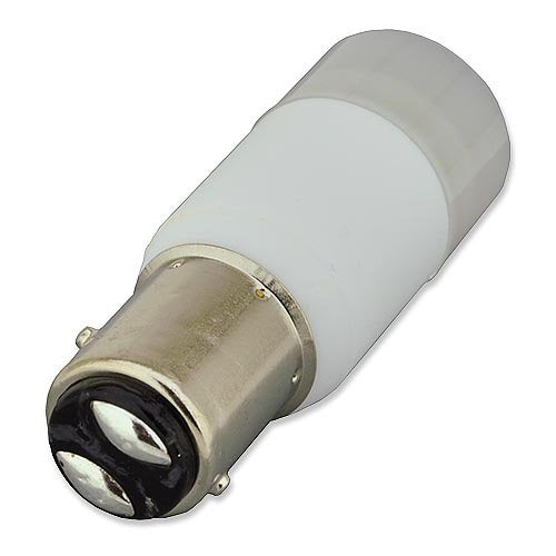 LEDwholesalers 2-Watt Omnidirectional LED BAY15d Bayonet Dual Contact with Offset Pins Base 12 Volt AC/DC or 10-30V DC, Warm White, Package of 6, 14502WWx6