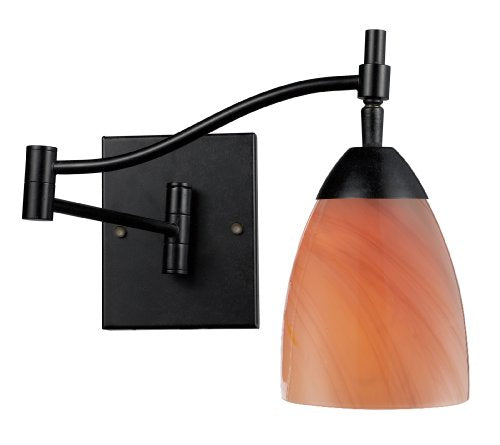 Elk 10151/1DR-SY Celina 1-Light Swing arm Sconce in Dark Rust with Sandy Glass