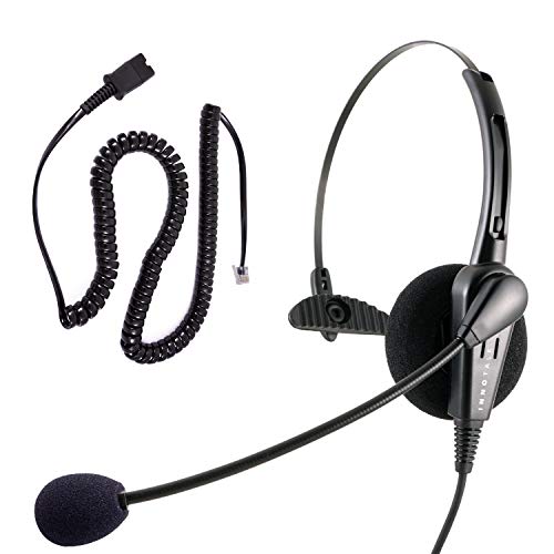 Phone Headset Compatible with Cisco 6921, 6941, 6945, 6961, 7821, 7841, 7861 - Noice Cancelling Economic Call Center Monaural Headset with Headset Adapter Cord