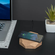 Load image into Gallery viewer, Oakywood Geometric Wireless QI Charging Station, Real Wood &amp; Stainless Steel, 15W Fast Charging, Geometric Shapes, Handcrafted in EU, Oak

