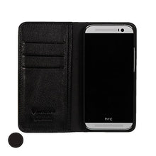 Load image into Gallery viewer, MediaDevil HTC One M8 (2014) Leather Case (Black) - Artisancover Genuine European Leather Notebook/Wallet Case with Integrated Stand and Card Holders
