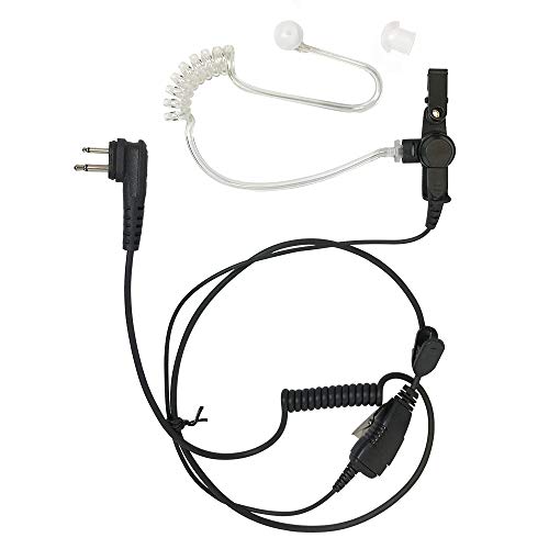 PROMAXPOWER Radio 1-Wire Surveillance FBI Style Acoustic Clear Tube Earpiece in-Line for Motorola VL50 CP185 CP200 CLS1110 CLS1410 DTR700 RDU2070D RMU2080D