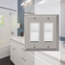 Load image into Gallery viewer, Amerelle Georgian Double Rocker Cast Metal Wallplate in Satin Nickel
