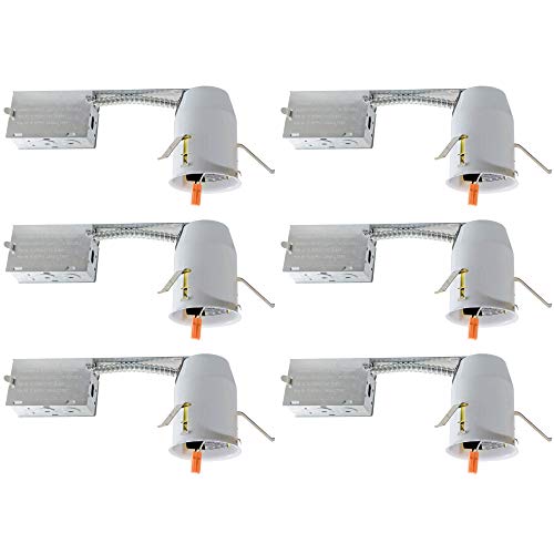 6 Pack 3 Inch Remodel Recessed Housing, Air Tight IC Rated Steel Can, 120-277V, TP24 Connector Included for Easy Install, UL & Title 24 Compliant