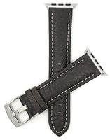Bandini Replacement Watch Band for Apple Watch 42mm/44mm, Brown, Extra Long (XL), Classic Leather Buffalo Pattern, White Stitching, Stainless Steel Buckle, Fits Series 6, 5, 4, 3, 2, 1