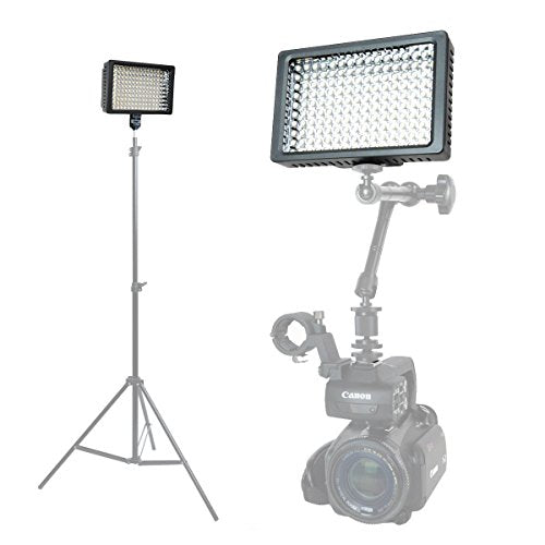 Foto&Tech Professional 160 LED Dimmable Ultra High Power Panel Video Light for All Cameras Camcorders 4K Video Photo Shoot Weddings Easy Mount + 3 Filters + Carry Case