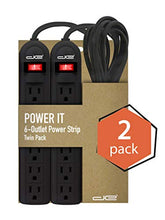 Load image into Gallery viewer, Digital Energy 2-Pack 6 Outlet Power Strip 450J Surge Protector with 3 Foot Extension Cord (Black)
