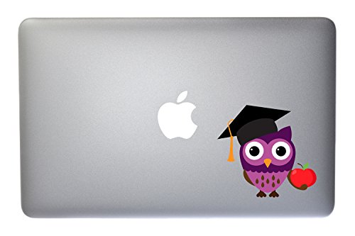 Cute Graduation Owl - 5 Inch Full Color Vinyl Decal For Macbook, Laptop, or other accessories