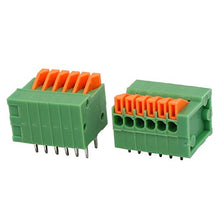 Load image into Gallery viewer, uxcell 5pcs KF141R 150V 2A 2.54mm Pitch 6P Green Spring Terminal Block for PCB Mounting
