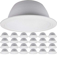 Load image into Gallery viewer, Four Bros 6&quot; Inch White Baffle Trim with White Ring for 6&quot; Recessed Can Lighting - Replaces BR30/PAR30/R30, 24 Pack
