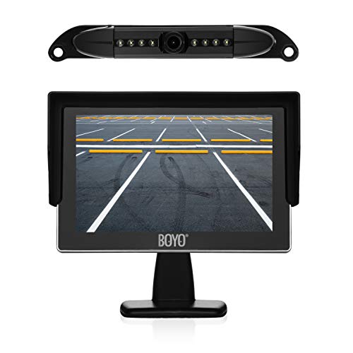 BOYO VTC525R - Wireless Vehicle Backup Camera System with 5 Monitor and Bar-Type License Plate Backup Camera for Car, Truck, SUV and Van