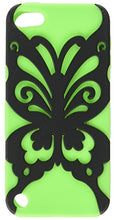 Load image into Gallery viewer, Asmyna Rubberized Black/Electric Green Butterfly Kiss Hybrid Protector Cover for iPod touch 5
