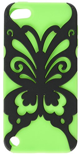 Asmyna Rubberized Black/Electric Green Butterfly Kiss Hybrid Protector Cover for iPod touch 5
