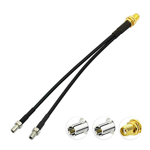 Eightwood SMA Female Bulkhead to Dual TS9 Splitter Adapter Pigtail Cable 6 inch for 4G LTE Router USB Modem MiFi Hotspots