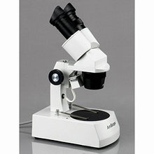 Load image into Gallery viewer, AmScope SE306-AZ-E1 Digital Binocular Stereo Microscope, WF10x and WF20x Eyepieces, 20X/40X/80X Magnification, 2X and 4X Objectives, Upper and Lower Halogen Lighting, Reversible Black/White Stage Plat
