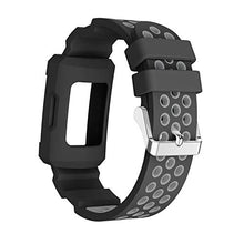 Load image into Gallery viewer, GOSETH Compatible with Fitbit Charge 4/Fitbit Charge 3 Bands with Case, Silicone Strap with Shatter-Resistant Protective Frame for Fitbit Charge 3/SE/Charge 4 and Special Editions (Black&amp;Grey)
