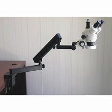 Load image into Gallery viewer, AmScope SM-6TY-FRL Professional Trinocular Stereo Zoom Microscope, WH10x Eyepieces, 7X-90X Magnification, 0.7X-4.5X Zoom Objective, 8W Fluorescent Ring Light, Clamping Articulating Arm Stand, 110V-120
