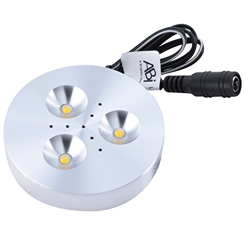 ABI 3W LED Puck Light for Under Cabinet, Bookshelf, and Showcase Lighting, 240lm, Warm White 2800K, 25W Halogen Equivalent