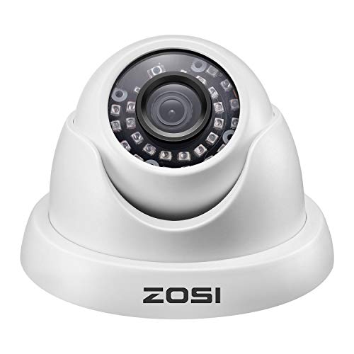 ZOSI 1000TVL CCTV Camera 24 IR LEDs Indoor Outdoor Day Night Vision 65ft Security Dome Color Camera for DVR Surveillance System (White)