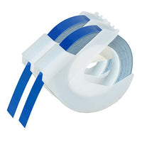 KCMYTONER 2 roll Pack Replace 3D Plastic Embossing Labels Tape for Embossing White on Blue 3/8