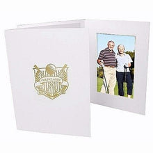 Load image into Gallery viewer, Golf Classic Gold-foil Design on White Cardboard Photo Folder Our Price is for 50 Units - 4x6
