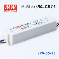 MeanWell LPV-35-15 Power Supply - 35W 15V - IP67