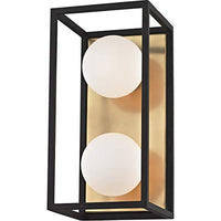 Bathroom Vanity 2 Light Bulb Fixture with Aged Brass Finish Metal Glass Material G9 10