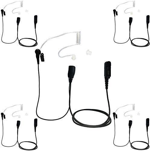 ProMaxPower Security Surveillance Covert Acoustic Tube Earpiece with PTT Mic for Motorola Radios DEP550 MTP3550 XPR3300e XPR3500e (5-Pack)