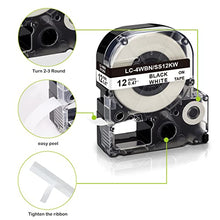 Load image into Gallery viewer, Absonic Compatible Label Tape Replacement for LK-4WBN LK-4LBP LK-4RBP LK-4YBW LK-4GBP Work for Epson LabelWorks LW-300 LW-400 LW-500 LW-600P LW-700 LW-900 Label Maker, 1/2&quot; x 26&#39;, 12mm x 8m, 5-Pack

