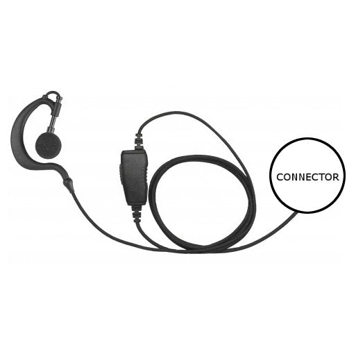 1-Wire Earhook Fiber Cord Earpiece Inline PTT for Kenwood Multi-Pin 2-Way Radios