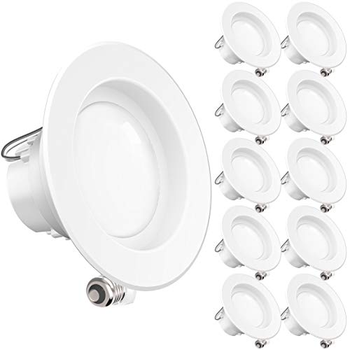 Sunco Lighting 10 Pack 4 Inch LED Recessed Downlight, Smooth Trim, Dimmable, 11W=40W, 4000K Cool White, 660 LM, Damp Rated, Simple Retrofit Installation - UL + Energy Star