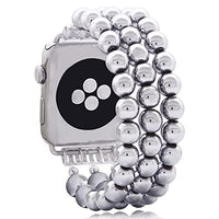 KAI Top Compatible with Apple Watch Band 38mm 40mm 41mm for Women Girls, 8mm Handmade Beaded Hematite Elastic Stretch Bracelet Replacement Band Compatible with iWatch Ultra SE Series 8 7 6 5 4 3 2 1
