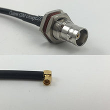 Load image into Gallery viewer, 12 inch RG188 BNC Female Big Bulkhead to MMCX Female Angle Pigtail Jumper RF coaxial Cable 50ohm Quick USA Shipping
