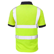 Load image into Gallery viewer, Forever Hi Viz Navy Collar Safety Work Wear High Visability Polo T-Shirt
