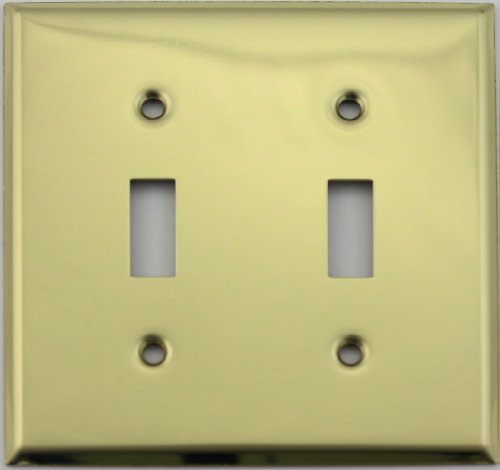 Stamped Polished Brass 2 Gang Toggle Switch Wall Plate