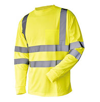 L&M Hi Vis T Shirt ANSI Class 3 Reflective Safety Lime Orange Short Long Sleeve HIGH Visibility (XL, Lime_L)